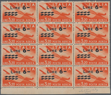 Italien: 1947, Airmail Stamp 3.20l. Red-orange (airplane Caproni-Campin: N-1) Surch. 'LIRE 6-' With - Lotti E Collezioni