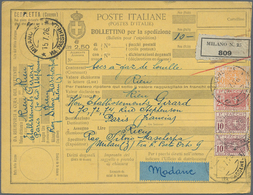 Italien - Paketmarken: 1925/1926, Ca. 87 Parcel Cards For Parcels Addressed To France. Interesting L - Postal Parcels