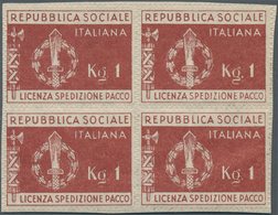 Italien - Portofreiheitsmarken: 1944. RSI - Postage Free Parcel Stamps For Soldiers. 120 Mint Copies - Franchigia