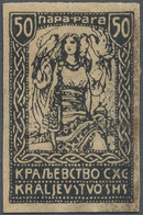 Jugoslawien: 1920, Dinar Currency Design "Yugoslavia", Specialised Assortment Of Apprx. 100 Stamps, - Briefe U. Dokumente