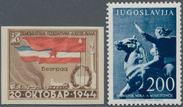 Jugoslawien: 1945/1956, Mainly U/m Assortment Of Apprx. 50 Stamps And Ten Souvenir Sheets, Incl. 194 - Briefe U. Dokumente