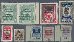 Jugoslawien - Besonderheiten: 1945, Locals, Lot Of Nine Overprinted Fiscal Stamps: Susak-Krk, Fiume- - Other & Unclassified