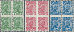 Liechtenstein: 1912/1936, Kleines Lot Mit MiNr. 1/3 X In 4er-Blocks (eine Marke Mit Erstfalz, Die An - Sammlungen