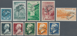 Monaco: 1945/1951, PRE-CANCELS Set Of Ten Different Stamps Incl. 60c. Coat Of Arms, Views Of Monaco - Gebruikt