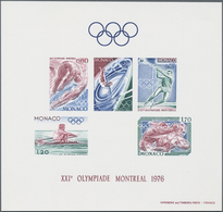 Monaco: 1976, Summer Olympics Montreal Lot With Ten IMPERFORATE Miniature Sheets (probably Proofs/ep - Usados