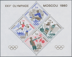 Monaco: 1980, Summer Olympics Moscow In An INVESTMENT LOT With 100 (!) Special Miniature Sheets, Min - Gebraucht