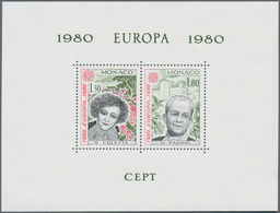 Monaco: 1980, Europa-CEPT 'Prominent Persons' Lot With Five Special Miniature Sheets, Mint Never Hin - Oblitérés