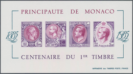 Monaco: 1985, Centenary Of Stamps In Monaco Lot With Ten IMPERFORATE Miniature Sheets (probably Proo - Gebraucht