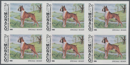 Monaco: 1985, International Dog Show 2.10fr. ‚Boxer‘ In A Lot With 155 IMPERFORATE Stamps Mostly In - Gebruikt