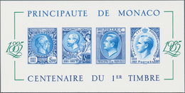Monaco: 1985, Stamp Centenary Souvenir Sheet, Epreuve De Luxe On Thick Unwatermarked Paper, Size 14, - Gebruikt