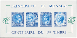 Monaco: 1985, Stamp Centenary Souvenir Sheet, Epreuve De Luxe On Thick Unwatermarked Paper, Size 14, - Gebruikt