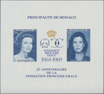 Monaco: 1989, Gracia Patricia Souvenir Sheet IMPERFORATE, Lot Of 50 Pieces Mint Never Hinged. Maury - Used Stamps