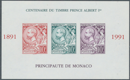 Monaco: 1991, Centenary Of Stamps 'Prince Albert I.' In A Lot With 72 IMPERFORATE Miniature Sheets, - Used Stamps