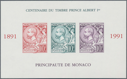 Monaco: 1991, Stamp Centenary, Souvenir Sheet IMPERFORATE, 50 Pieces Unmounted Mint. Maury 1820A Nd - Gebraucht