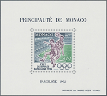 Monaco: 1992, Summer Olympics Barcelona (Football) Lot With 40 Perforated Special Miniature Sheets, - Usados