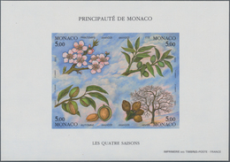 Monaco: 1993, The Four Seasons (almond Tree) In A Lot With 40 IMPERFORATE Miniature Sheets, Mint Nev - Usados