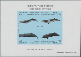 Monaco: 1993, Whales (2nd. Issue) Lot With 30 IMPERFORATE Miniature Sheets, Mint Never Hinged And Sc - Used Stamps