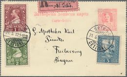 Montenegro: 1896/1912, Two Entires: 1896 Registered Cover With Attractive Franking On Front/on Rever - Montenegro