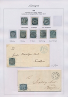 Norwegen: 1855, 4sk. Blue, Specialised Study Of Eight Single Used Copies And Two Covers, Incl. C.d.s - Usati