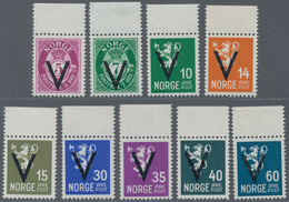 Norwegen: 1941, Definitives With Opt. 'V' (Victory Issue) WITH Watermark Nine Different Stamps (5öre - Oblitérés