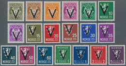 Norwegen: 1941, Definitives With Opt. 'V' (Victory Issue) Without Watermark In An Investment Lot Wit - Oblitérés