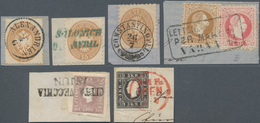 Österreich: 1858/1867 (ca.), Lot Von Sechs Briefstücken Mit Sieben Marken, Dabei MiNr. 11 II (Befund - Sammlungen