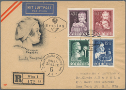 Österreich: 1945/1950, Vielseitige Partie Von Ca. 100 Besseren Briefen Und Karten, Dabei Bessere FDC - Sammlungen