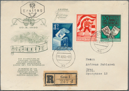 Österreich: 1946-1957, Partie Mit 23 FDC, Zumeist Bessere Ausgaben, Auch Echt Gelaufene Exemplare, S - Sammlungen