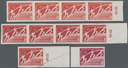 Österreich: 1955, 1 Sch. Gewerkschaftskongreß, Ungezähnter Probedruck In Rot/Orangerot (verschiedene - Sammlungen