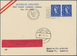 Österreich - Flugpost: 1958/1991, AUSTRIAN AIRLINES, Gehaltvolle Sammlung Mit Ca.400 Verschiedenen E - Autres & Non Classés