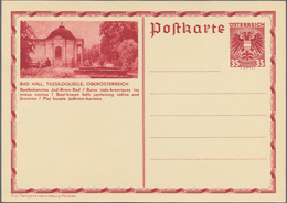 Österreich - Ganzsachen: BILDPOSTKARTEN: 1936/37, Doppeladler 35 Gr. Dunkelrot Bildunterschrift In G - Autres & Non Classés
