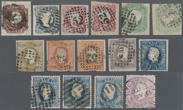 Portugal: 1855-1920's Ca.: Assortment Of About 190 Stamps, Used Mostly, With A Major Part Of 1855-76 - Sonstige & Ohne Zuordnung