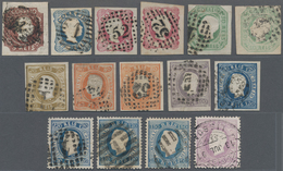 Portugal: 1855-1920's Ca.: Assortment Of About 190 Stamps, Used Mostly, With A Major Part Of 1855-76 - Otros & Sin Clasificación