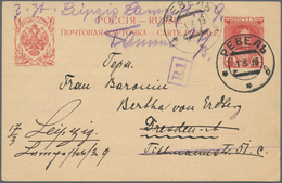 Russland: 1875/1990 Ancient Holding Of Ca. 1.070 Letters, Cards, Forms And Postal Stationeries (post - Briefe U. Dokumente