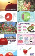 10 Télécartes - Prepaid Différentes JAPON *  APFEL * POMMES (LOT A-104) JAPAN 10 DIFF APPLES PHONECARDS * 10 VERSCH TK - Alimentation