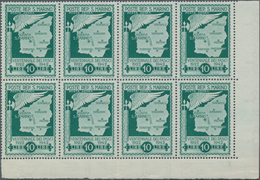 San Marino: 1943, Downfall Of Facism UNISSUED Airmail Stamp 10lire Green Without Overprint In A Lot - Usati