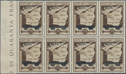 San Marino: 1943, Downfall Of Facism UNISSUED Airmail Stamp 75c. Dark Brown With DOUBLE OVERPRINT ‚2 - Usados