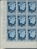 San Marino: 1943, Downfall Of Facism UNISSUED Airmail Stamp 2lire Deep Blue With DOUBLE OVERPRINT ‚2 - Gebruikt