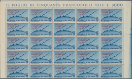 San Marino: 1946, Airmail Stamps With Overprint Philatelic Congress, Full Sheet Of 50 Stamps (one Ti - Usados