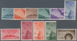 San Marino: 1946/1947, Airmail Stamps Complete Set Of 11 In A Lot With Approx. 175 Sets Incl. Many B - Usati