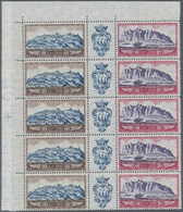 San Marino: 1958, Airmail Issue Se-tenant Strip Of Three (200l. + Label + 300l.) In A Lot With 310 S - Usati