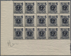 Schweden: 1916, Landstorm II 5+5öre On 1öre Black In A Lot With 100 Stamps In Larger Blocks (probabl - Brieven En Documenten