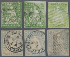 Schweiz: 1850/1860, Gestempelte Partie Von 42 Marken Rayon Und Strubel, Etwas Unterschiedliche Erhal - Verzamelingen