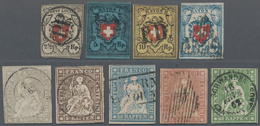 Schweiz: 1850-1910 Ca.: Über 200 Marken Auf Steckkarten, Beginnend Mit Einer Interessanten Poste Loc - Collections