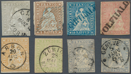 Schweiz: 1854-1862 STRUBEL: Kollektion Von Rund 100 Gestempelten Marken (2 Rp. Bis 1 Fr.) Und 10 Bri - Verzamelingen