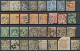 Schweiz: 1862/1880 (ca.), Sitzende Helvetia Weißes Papier, Gestempelte Sammlungspartie Von 66 Marken - Sammlungen