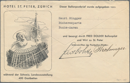 Schweiz: 1929/1964, Partie Von 19 Ballonpostbelegen Mit Attraktiven Und Teils Auch Besseren Frankatu - Sammlungen