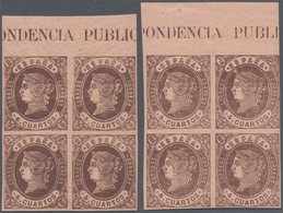 Spanien: 1862, Queen Isabella II. 4cs. Brown On Salmon (shades) Without Wmk. In A Lot With About 340 - Gebruikt