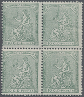 Spanien: 1873, Sitting Hispania 10c. Dark-green (shades) In A Lot With Approx. 900 Stamps Mostly In - Gebruikt