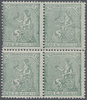 Spanien: 1873, Sitting Hispania 10c. Dark-green (shades) In A Lot With Approx. 900 Stamps Mostly In - Oblitérés